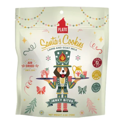 PLATO SANTA&#39;S COOKIES LAMB AND GOAT MILK JERKY BITES 4oz/113g