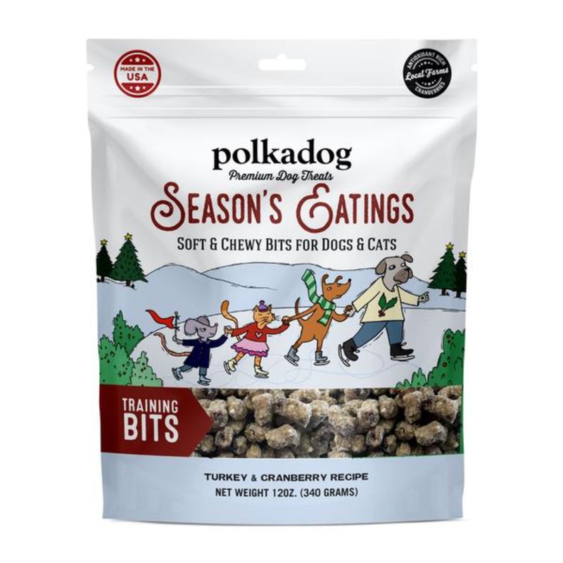 POLKADOG SEASON&#39;S EATINGS SOFT &amp; CHEWY TRAINING BITS TURKEY &amp; CRANBERRY RECIPE 12oz