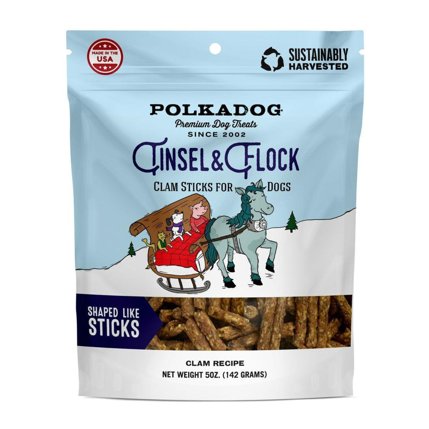 POLKADOG TINSEL &amp; FLOCK STICKS CLAM RECIPE 5oz