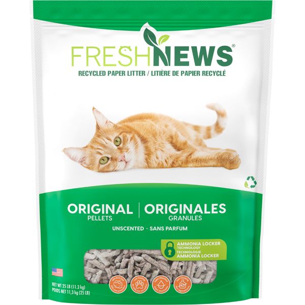PESTELL FRESH NEWS RECYCLED PAPER LITTER ORIGINAL PELLETS 25lb/11.3kg