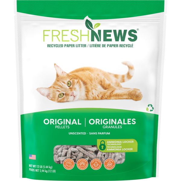 PESTELL FRESH NEWS RECYCLED PAPER LITTER ORIGINAL PELLETS 12lb/5.4kg