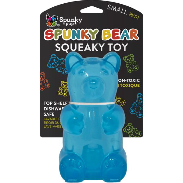 SPUNKY PUP SPUNKY BEAR SQUEAKY TOY ASSORTED COLOUR SMALL 4&quot;