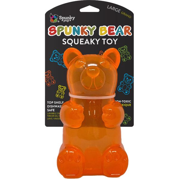 SPUNKY PUP SPUNKY BEAR SQUEAKY TOY ASSORTED COLOUR LARGE 6&quot;