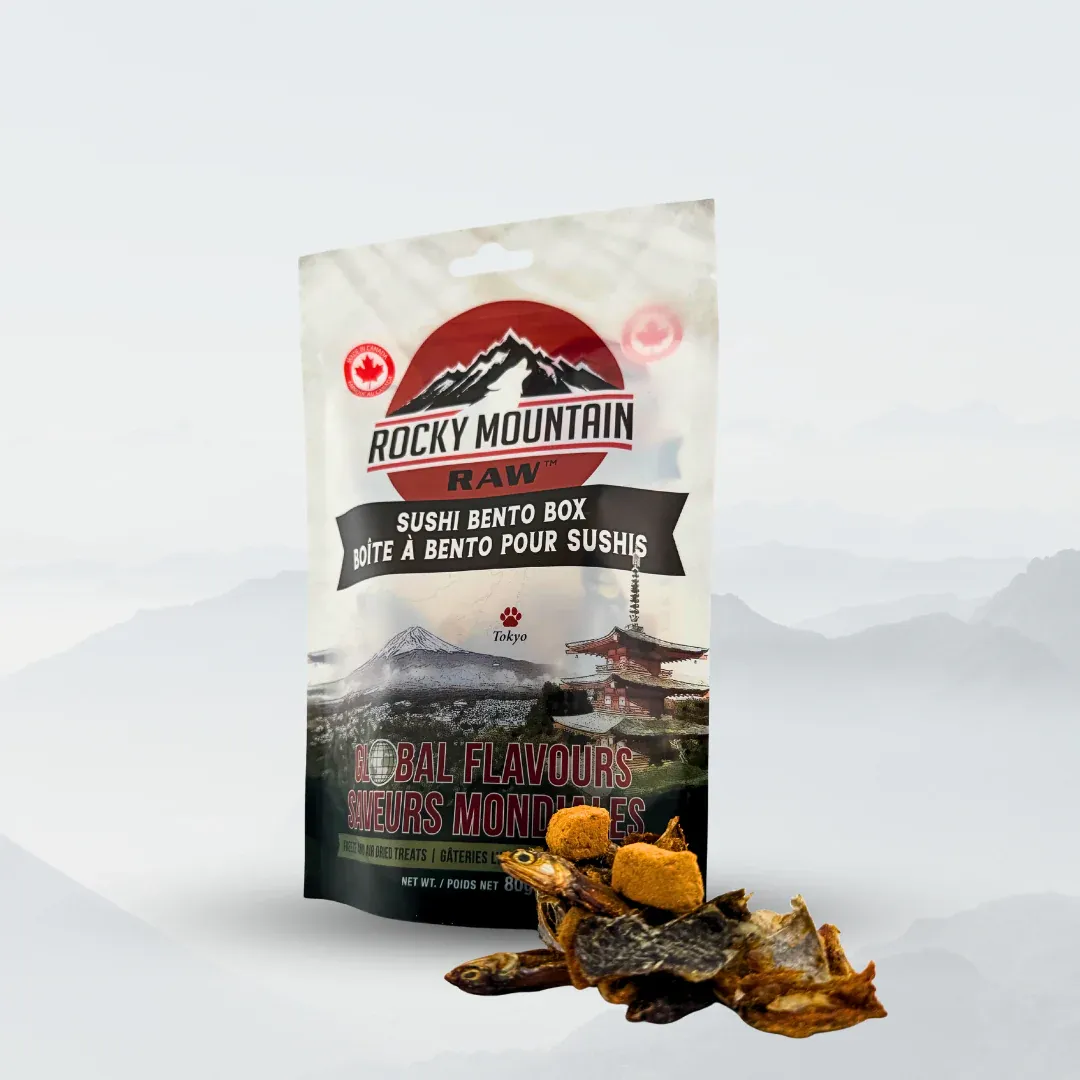 ROCKY MOUNTAIN SUSHI BENTO BOX RAW FREEZE DRIED COD, SARDINES &amp; SALMON 80g