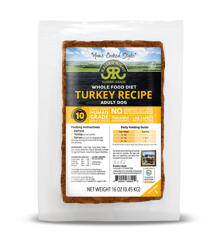 Raised Right Dog Original Turkey Recipe For Adult Dog 16oz
