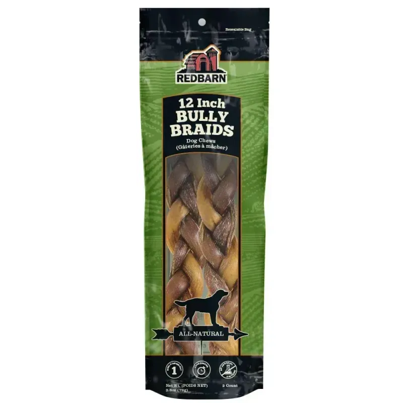 Redbarn Braided Bully Sticks 12" 2Pk