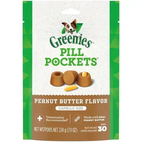 Greenies Dog Pill Pockets Peanut Butter 30 Capsule Size 7.9oz