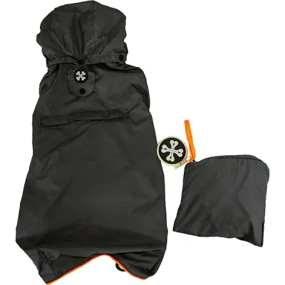 Bone + Arrow Travelite Packable Rain Jacket Orange/Grey 16"