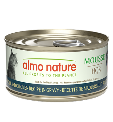 Almo Cat HQS Mousse Mackerel &amp; Chicken Recipe In Gravy 2.47oz/70g