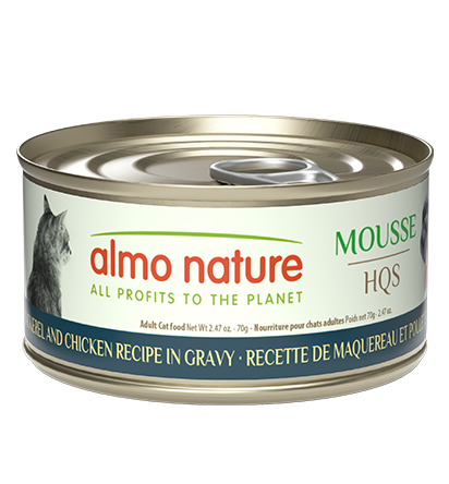 Almo Cat HQS Mousse Mackerel &amp; Chicken Recipe In Gravy 2.47oz/70g