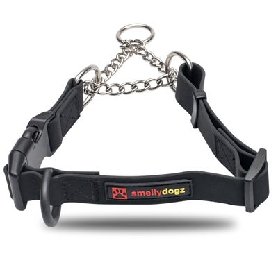 Smellydogz Adjustable Martingale Collar Black 1" Wide Large