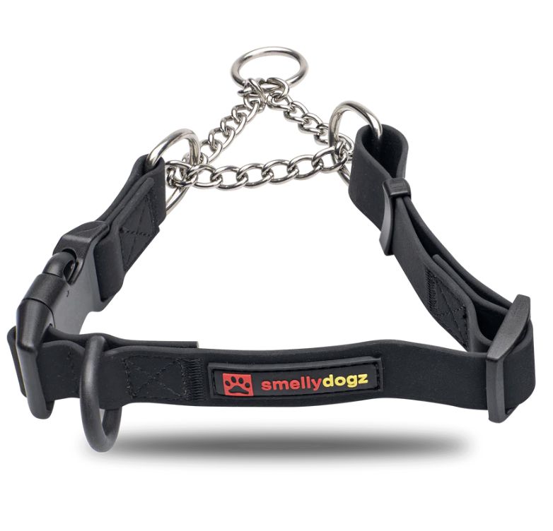 Smellydogz Adjustable Martingale Collar Black 1" Wide Large