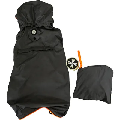 BONE + ARROW TRAVELITE PACKABLE RAIN JACKET ORANGE/GREY 12"