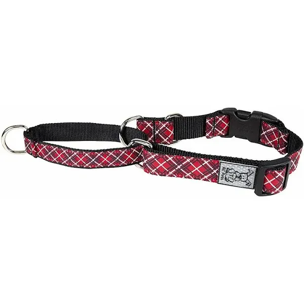RC PETS EASY CLIP WEB TRAINING COLLAR RED TARTAN 1" WIDE LARGE - DISCONTINUED PATTERN