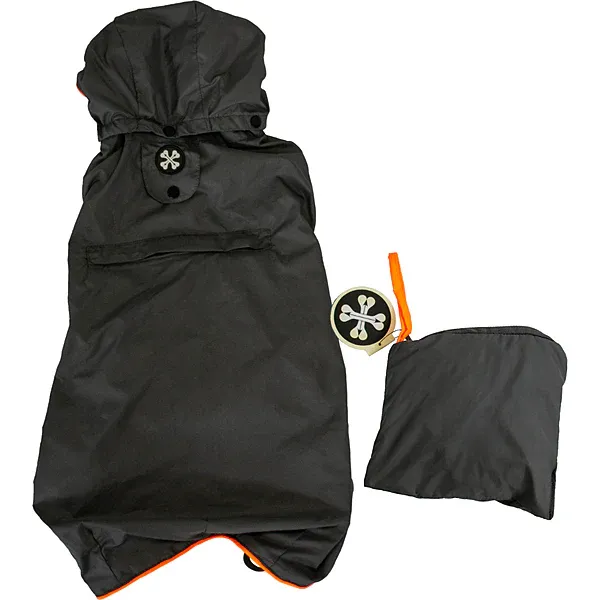 BONE + ARROW TRAVELITE PACKABLE RAIN JACKET ORANGE/GREY 20"
