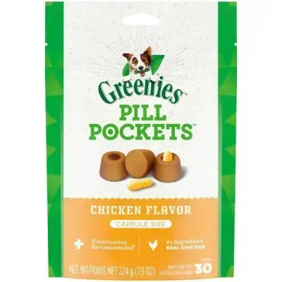 Greenies Dog Pill Pockets Chicken 30 Capsule Size 7.9oz