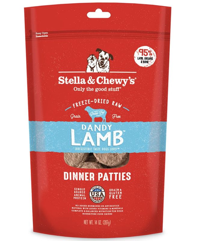 Stella &amp; Chewy Dog Freeze Dried Dinner Patties Dandy Lamb 14oz/397g