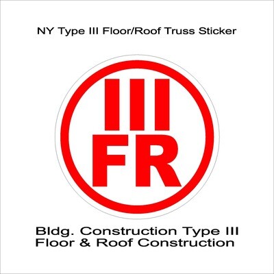 NY Type III Floor/Roof Truss Sticker