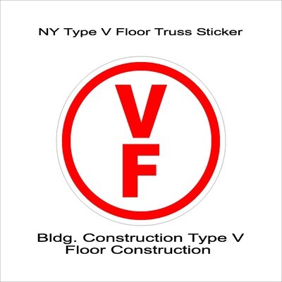 NY Type V Floor Truss Sticker