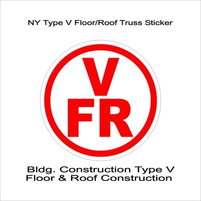 NY Type V Floor/Roof Truss Sticker