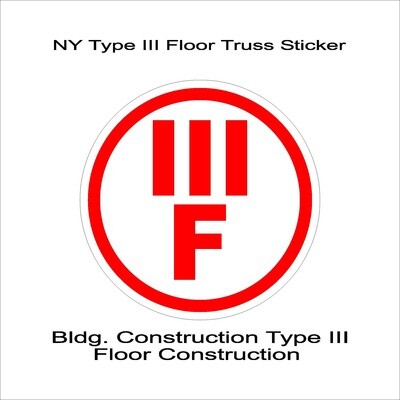 NY Type III Floor Truss Sticker