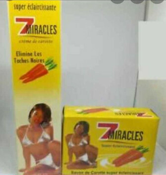 7miracles ..lot 1 crème et 2 savons.debarrasse des taches et boutons