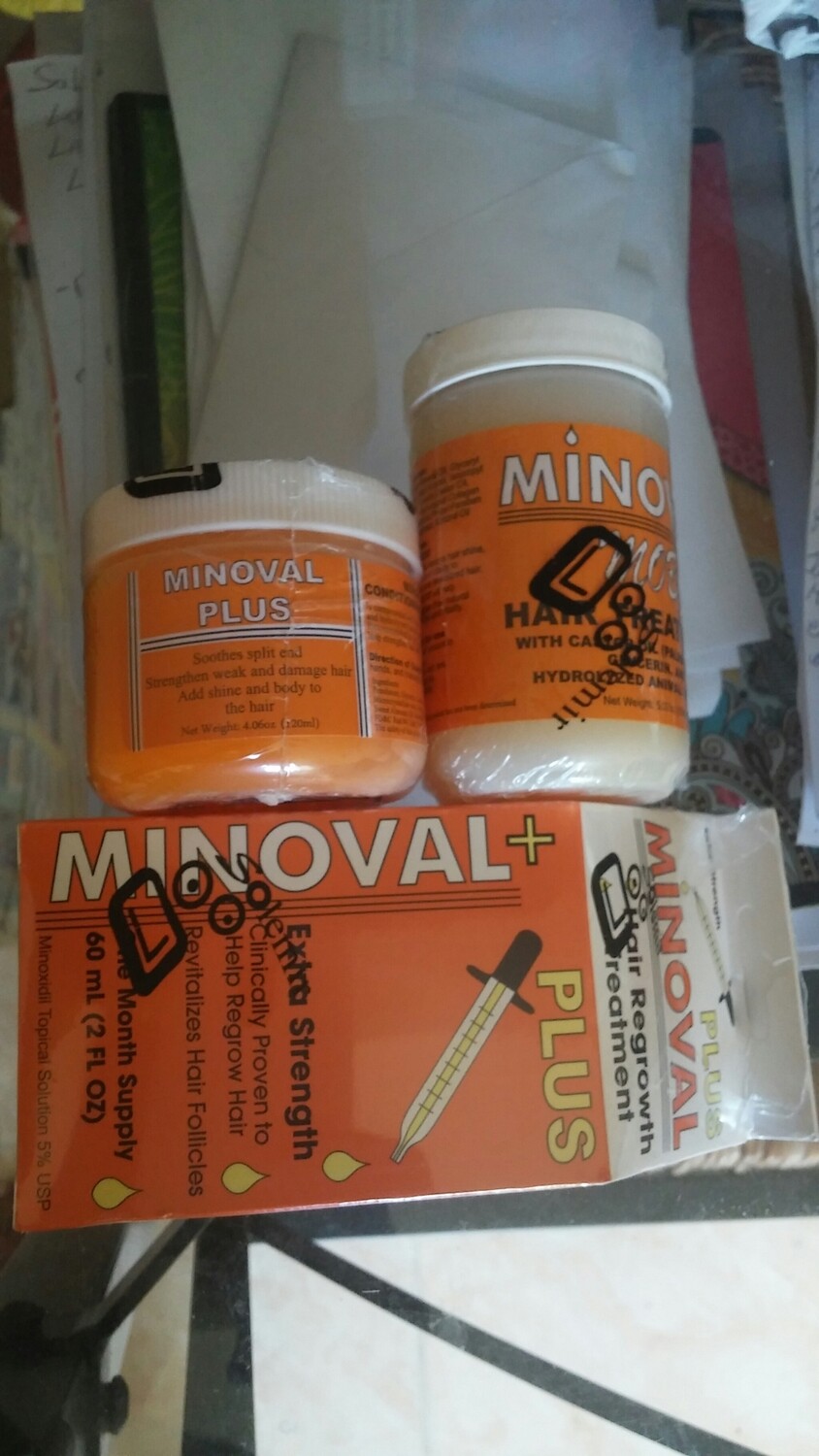 Minoval lot 1 serum et 2 pommade arrete la chute et active la repousse des cheveux  lot de 3