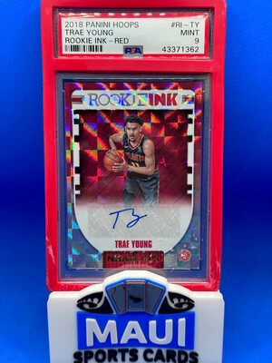 2018-19 NBA Hoops Rookie Ink Red Trae Young #RI-TY PSA 9