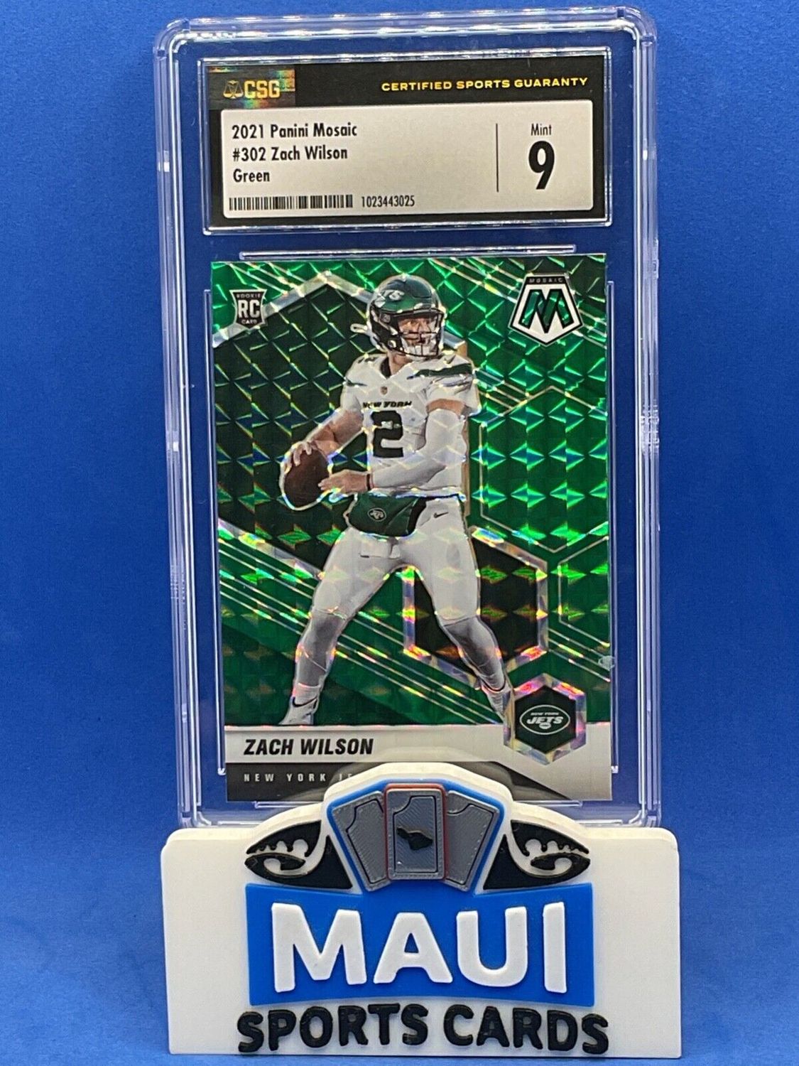 2021 PANINI MOSAIC ZACH WILSON GREEN PRIZM #302 CSG 9