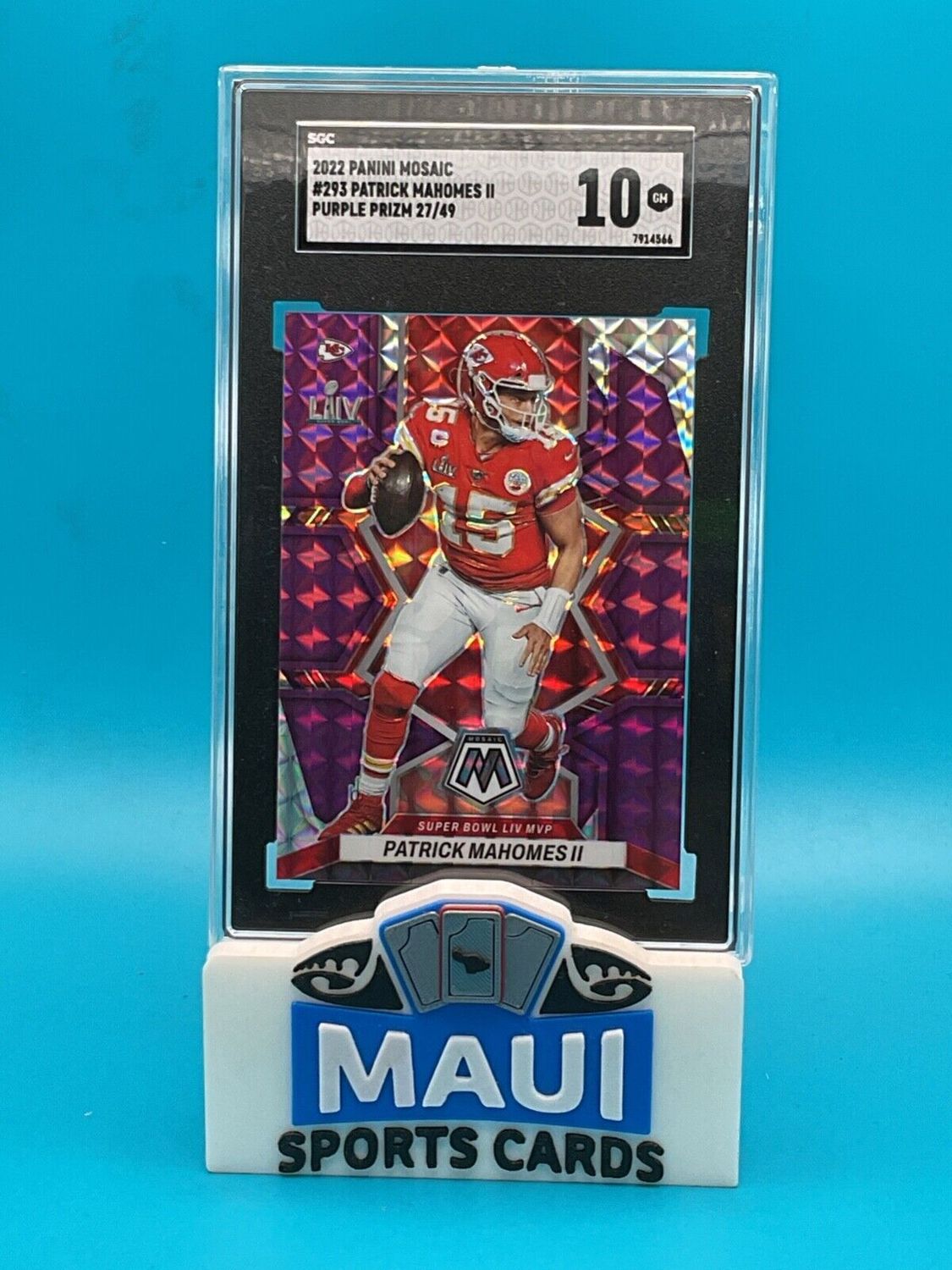 2022 Panini Mosaic 27/49 Patrick Mahomes II Purple Prizm #293 SGC 10