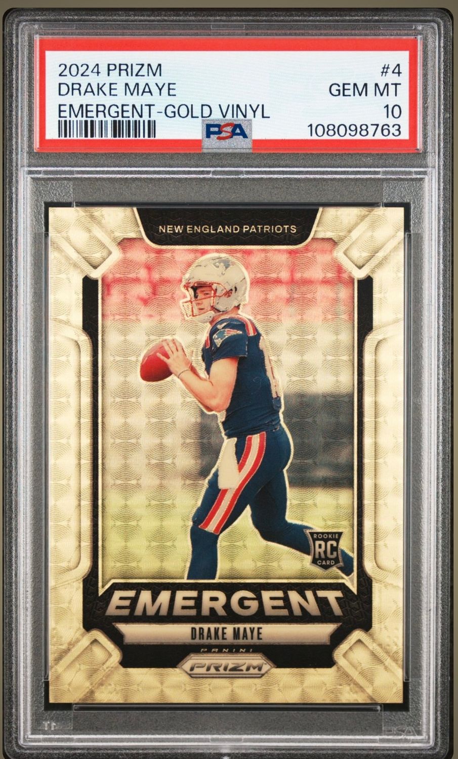2024 Prizm Emergent Gold Vinyl 4/5 Drake Maye #4 PSA 10