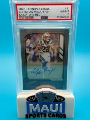 2020 Playbook Red Signature 1/1 Christian McCaffrey #81 PSA 8