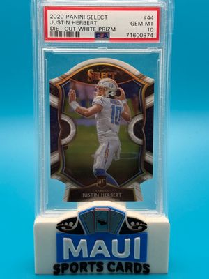 2020 Select Dice Cut White Prizm Justin Herbert #44 PSA 10