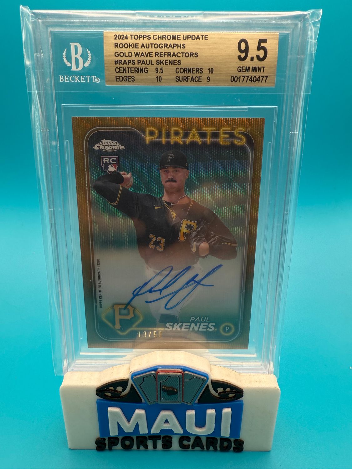 2024 Topps Chrome Update Gold Wave 13/50 Paul Skenes #RA-PS Auto BGS 9.5