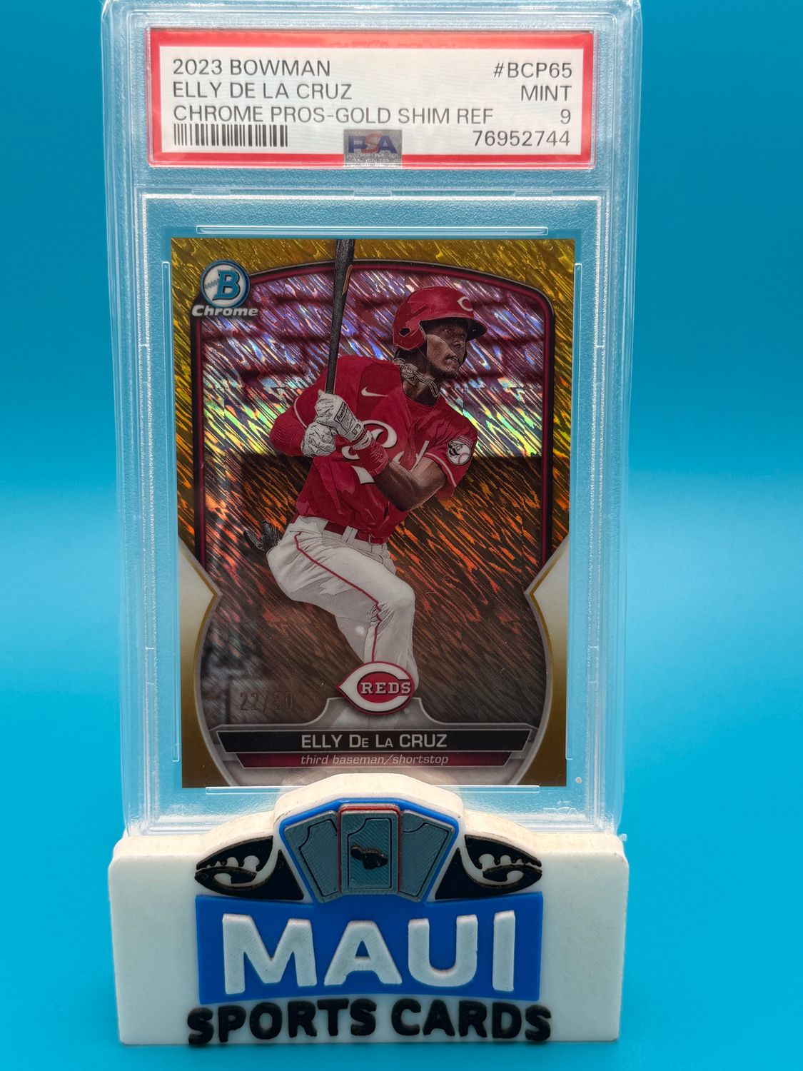 2023 Bowman Chrome Gold Shimmer Refractor 22/50 Elly De La Cruz #BCP-65 PSA 9