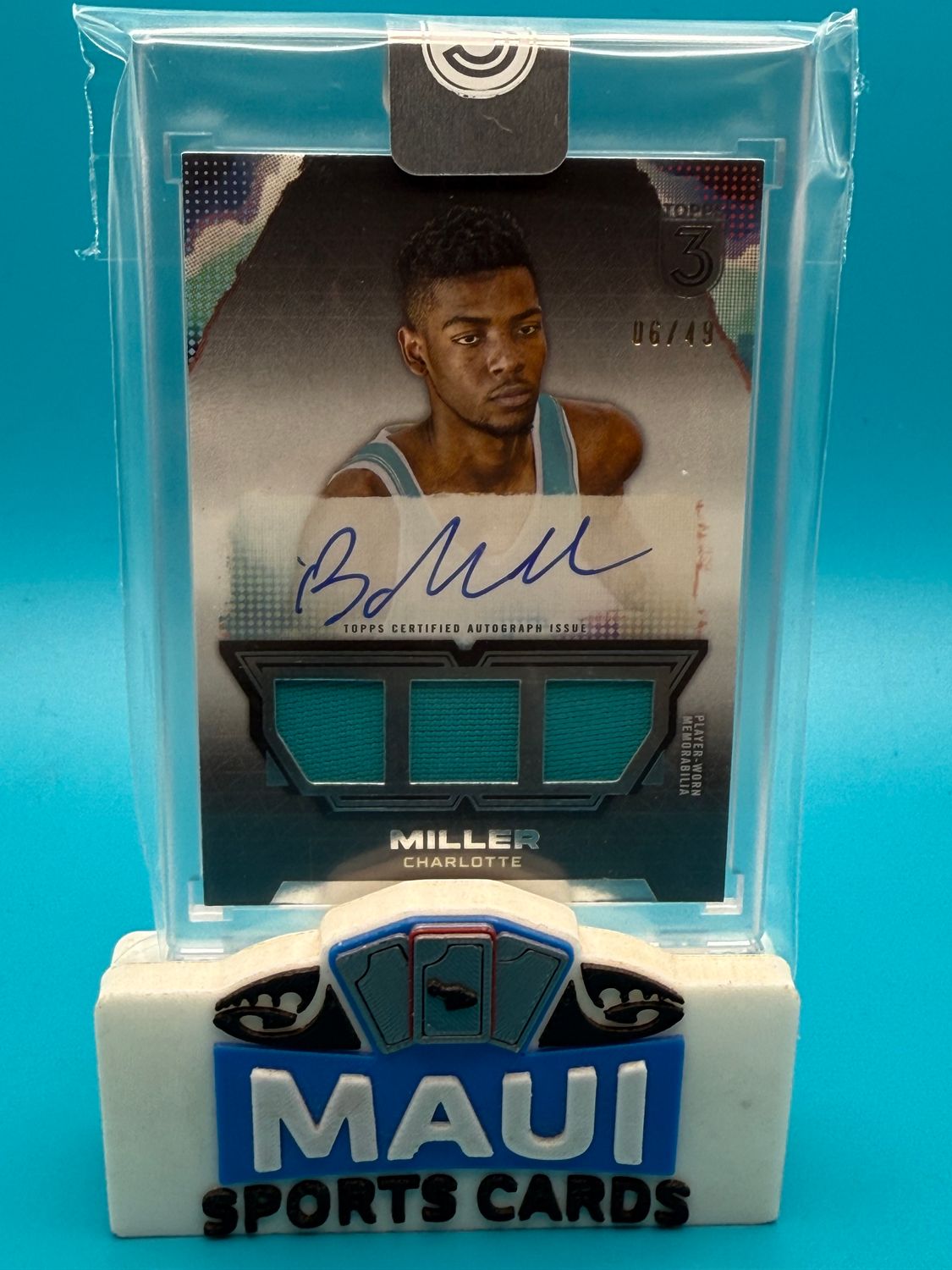 2023-24 Topps Three 6/49 Brandon Miller #TRA-BM Auto