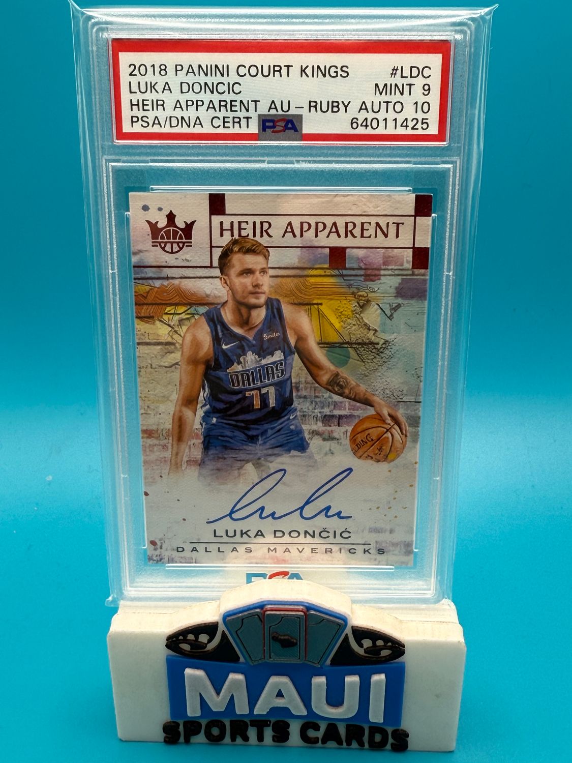 2018 Panini Court Kings Heir Apparent Ruby 68/99 Luka Doncic #LDC PSA 9/10 Auto