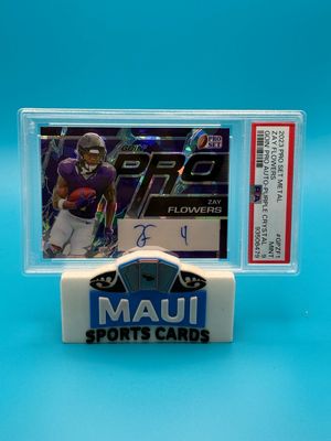 2023 Pro Set Metal Goin’ Pro Purple Crystal #GP-ZF1 3/7 Auto Zay Flowers PSA 9