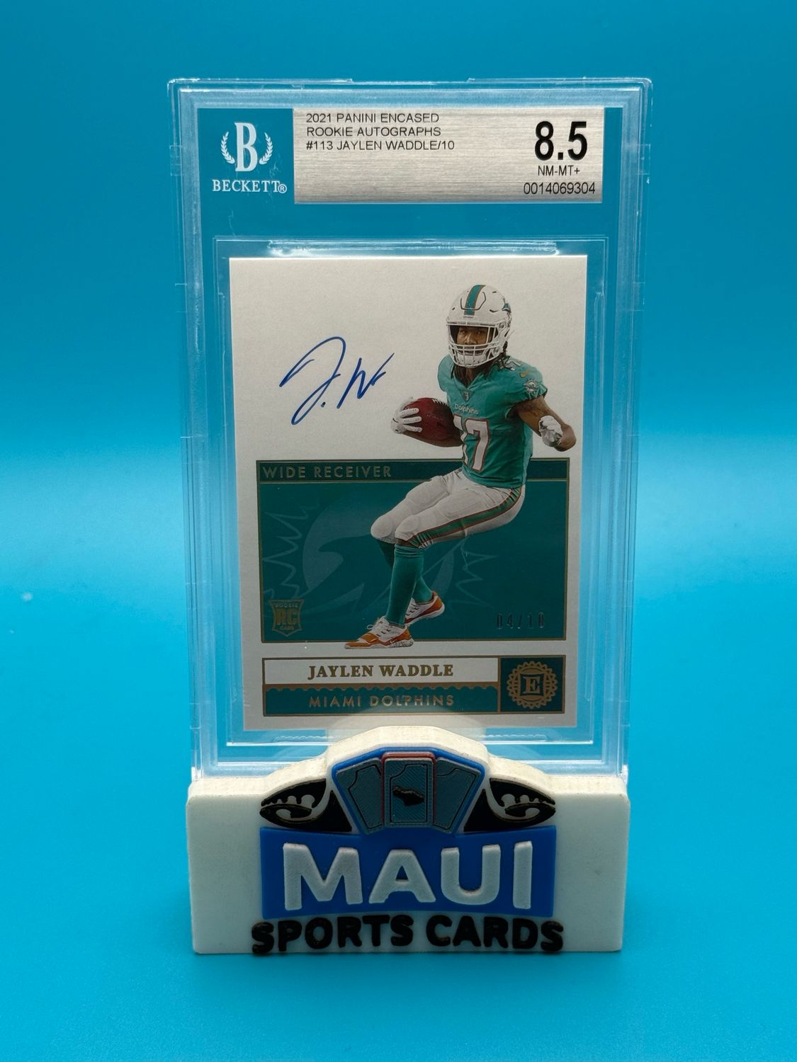 2021 Panini Encased #113 4/10 Rookie Auto Jaylen Waddle Beckett 8.5