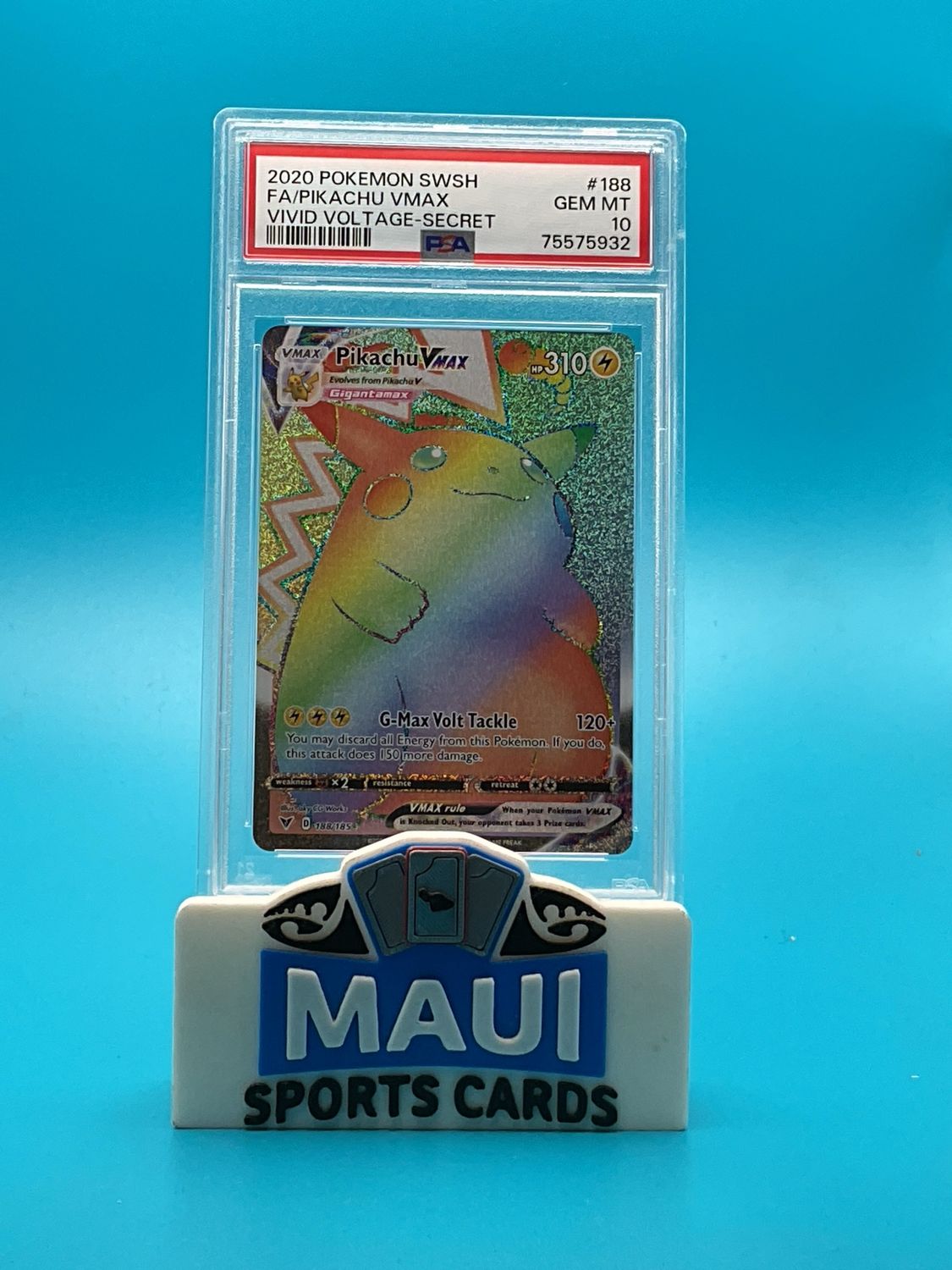 2020 Pokemon SWSH Vivid Voltage-Secret #188 Pikachu VMax PSA 10