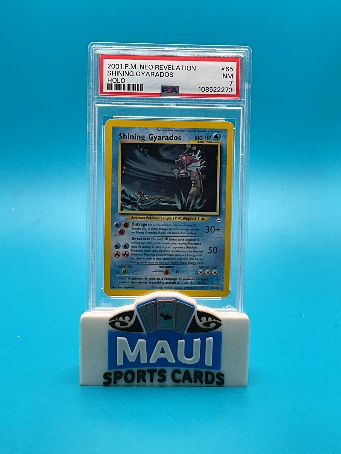 2001 P.M Neo Revalation Holo #65 Shining Gyarados PSA 7
