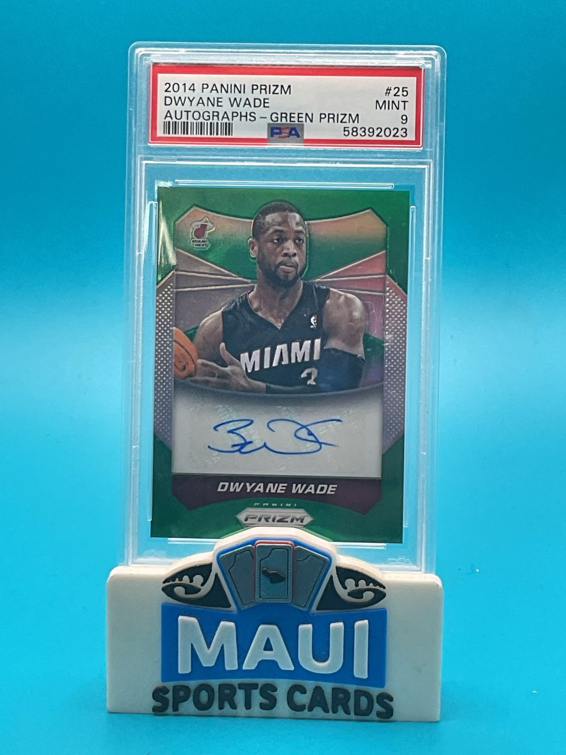 2014 Panini Prizm Green Prizm #25 Dwyane Wade Auto PSA 9