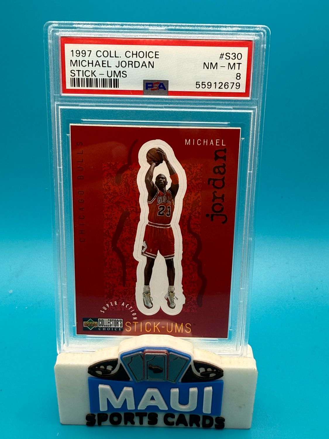 1997 Collectors Choice Stick-Ums #S30 Michael Jordan PSA 8