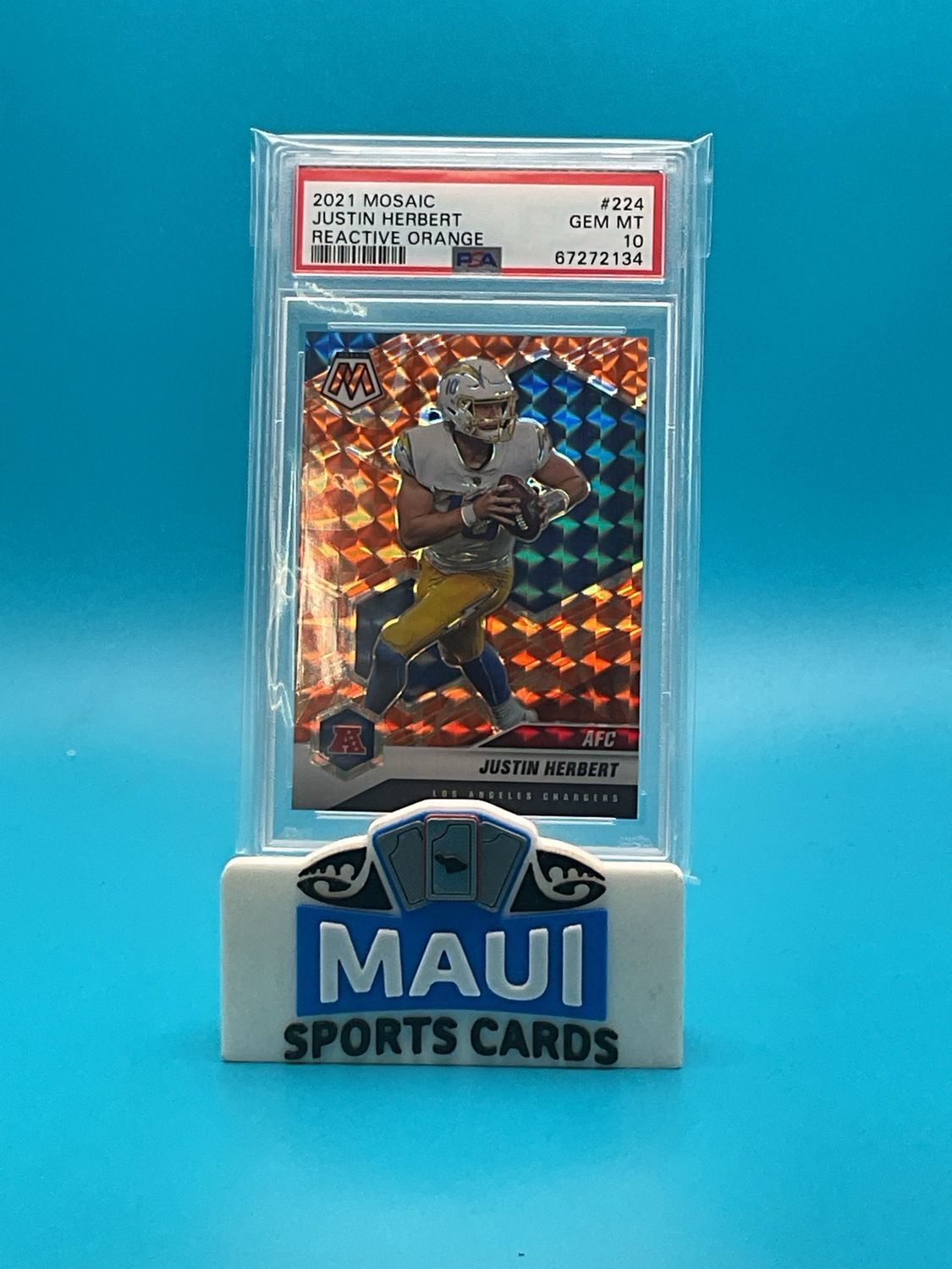 2021 Mosaic Reactive Orange #224 Justin Herbert PSA 10