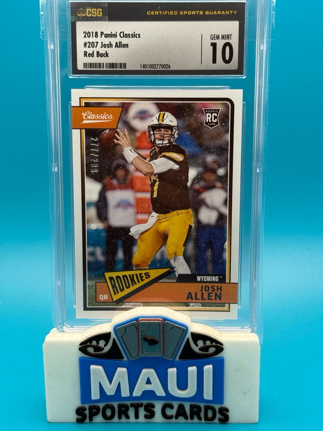 2018 Panini Classics Red Back #207 /299 Josh Allen Rookie CSG 10
