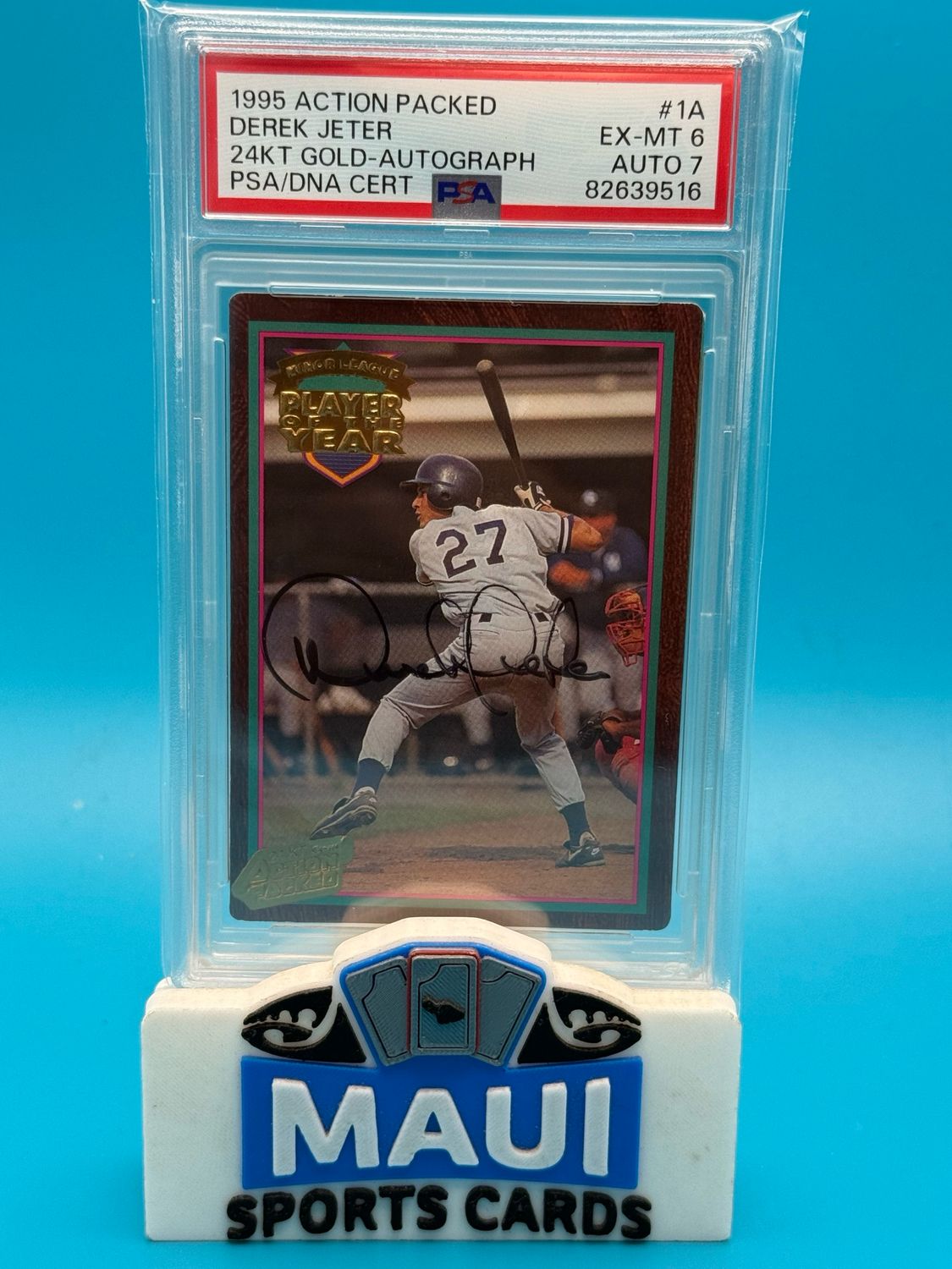 1995 Action Packed 24KT Gold #1A Derek Jeter Auto PSA 6