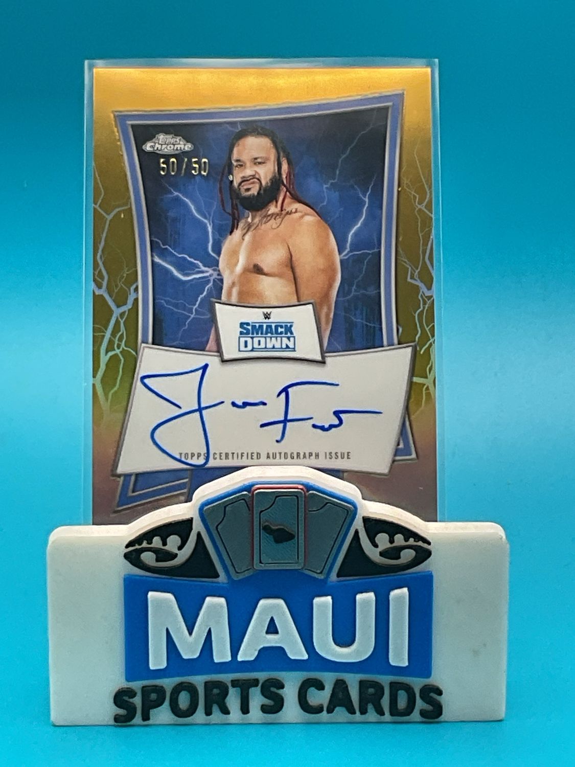2025 Topps Chrome Smack Down #BBA-JAC /50 Jacob Fatu Auto