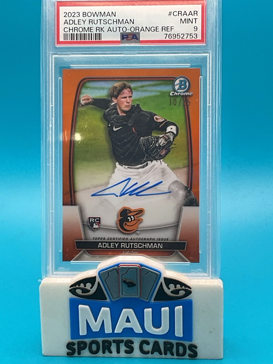 2023 Bowman Chrome Orange Refractor #CRA-AR /25 Adley Rutschman Auto PSA 9