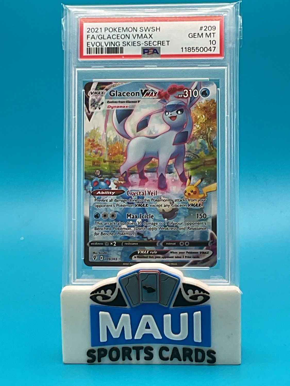 2021 Pokemon Evolving Skies Secret Rare #209 Vaporeon Vmax PSA 10