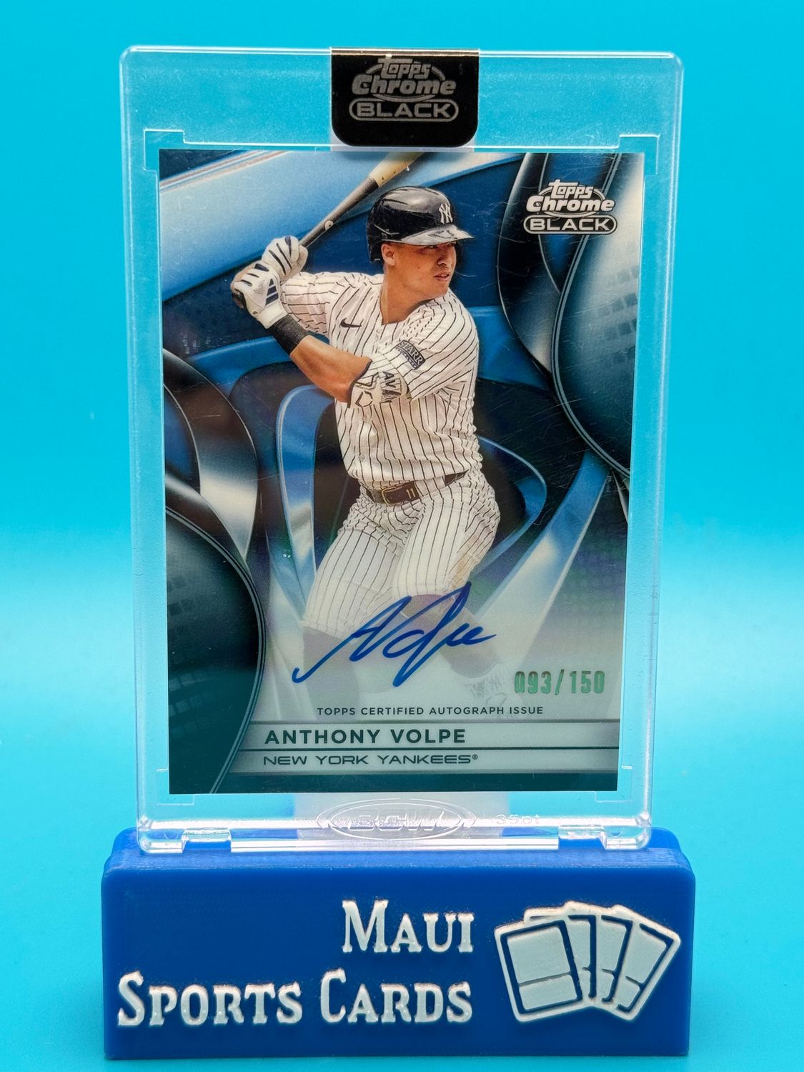 2025 Topps Chrome Black Blue 093/150 Anthony Volpe #CBA-AV Auto